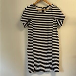 J. Crew sz S Classic Black and White Striped sheath Dress